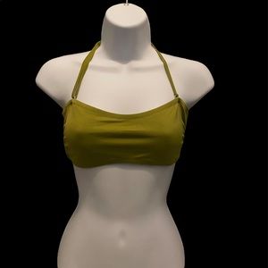 Lands End Chartreuse Bandeau Bikini Top M (10-12)